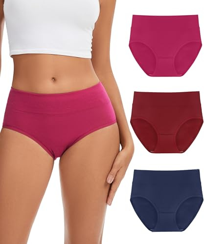 CAOZITOU Merino Wool Womens High Waisted Underwear,Breathable Wool Panties,Moisture Wicking Wooly Briefs for Ladie 3 Pack (UK, Alpha, S, Regular, Regular, 3, Multicolor01)