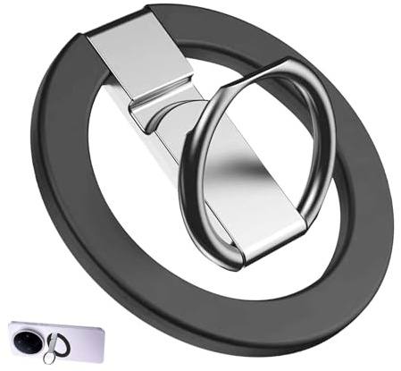 Magnetic Phone Ring Holder for MagSafe Phone Grip, 360 Rotating Phone Holder Grip, Adjustable Super Magnet Kickstand for iPhone 15 Pro Max 14 13 12 Samsung Android Accessories (Black)