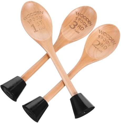 jojofuny Lot de 3 Set de Trophées Cuillères en Bois Gravées Petit Prix de Cuillère pour Concours Cuisine et Pâtisserie Présent Original pour Récompenses Culinaires