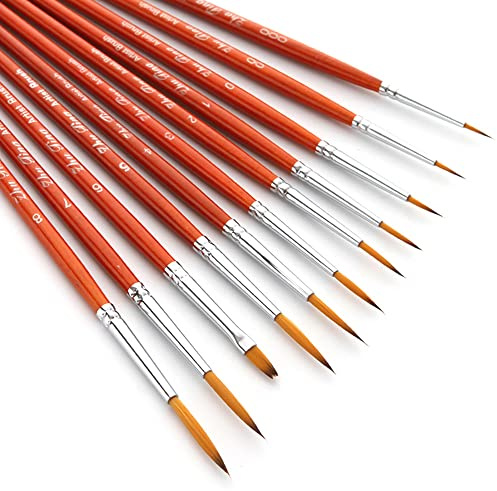 TICFOX 11pcs Draw Paint Brushes Kit Set Artist Paintbrush Nylon Hair Pointed Round Pen Detail Paint Brush for Artist Acrylic Aquarelle Watercolor Gouache Oil Painting for Great
