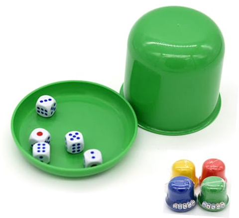 CORHAD Würfelbecher aus Kunststoff mit Deckel und 5 Würfeln Ergonomisch Geformt Robustes Material für Ktv und Bar Würfelspiele Zufällige Farbe Zufällige Farbe