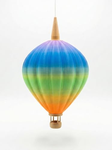 Design Lampenschirm Heißluftballon XL (17cm) – RAINBOW Unikat – Jedes Stück ein Einzelstück – 3D-Druck Bunt – Passend für E10 & A1 Stern-Fassungen, inkl. Cover