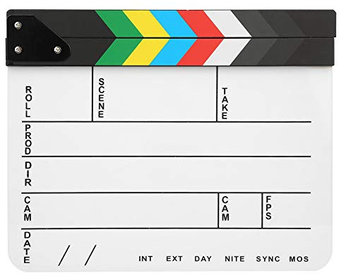 30x25cm Acrylic Movie Clapperboard, Professional Director Action Clap Film Photography Tool, Reusable Chalkboard Surface with Clear Snap Sound for Filmmaking and Video (Striped whiteboard (PAV1CWE4))