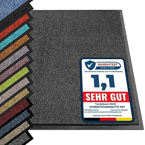 etm® Schmutzfangmatte - Note 1,6: Sieger Preis-Leistung - Fußmatte in vielen Größen - Türmatte Fußabstreifer für Haustür innen und außen (Anthrazit-Schwarz, 200x200 cm)