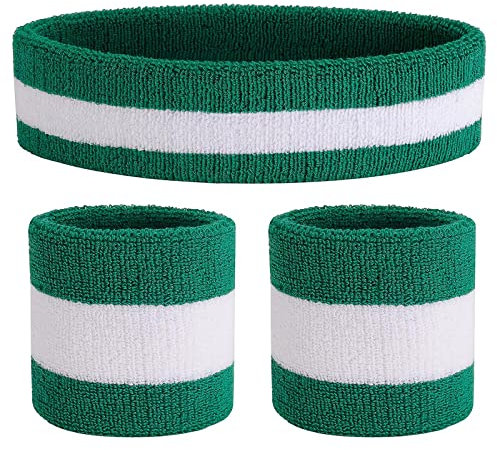 ONUPGO Schweißband Set Sportstirnband Handgelenk gestreifte Schweißbänder Frottee Sporttraining Basketball-Armband Stirnbänder Feuchtigkeitstransport Schweiß absorbierendes Stirnband