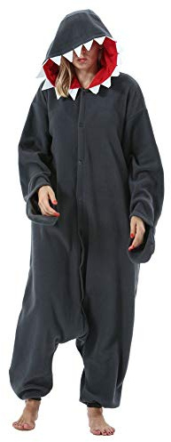 SAMGU Tier Onesie Pyjama Cosplay Kostüme Schlafanzug Erwachsene Unisex Animal Tieroutfit tierkostüme Jumpsuit Schwarzer Hai XL