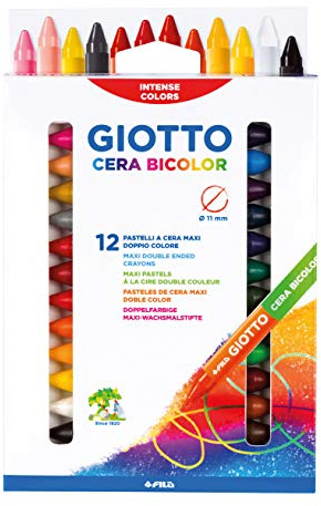 Giotto Maxi pastelli a Cera Bicolore, 12 unità (Confezione da 1), 291300
