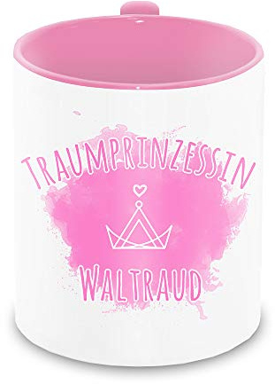 Tasse mit Namen Waltraud und Traumprinzessinnen-Motiv | Keramik-Tasse