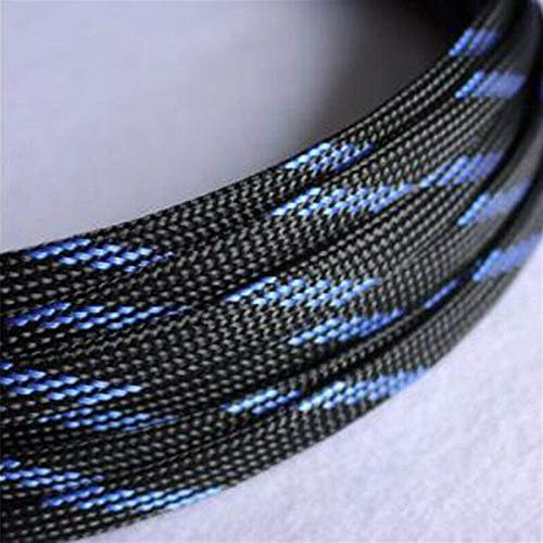 DLRSET Kabelschlauch, 1-50M Kabelmuffen Black & Blue Snakeskin Netz Metalldraht Schutz Nylon festen PET expandierbares Isoliermantel Geflechtschläuche (Color : 10Meters, Size : 40mm)