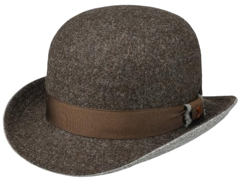 Alfonso D´Este Melon Shetland WoolD´Este Homme - Made in Italy Chapeau en Laine avec Doublure, Ruban Gros Grain Automne-Hiver - L (58-59 cm) Marron