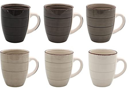Kaffeetasse 350 ml aus Porzellan in braunen Farben - 6er Set - Kaffeebecher Tasse Becher