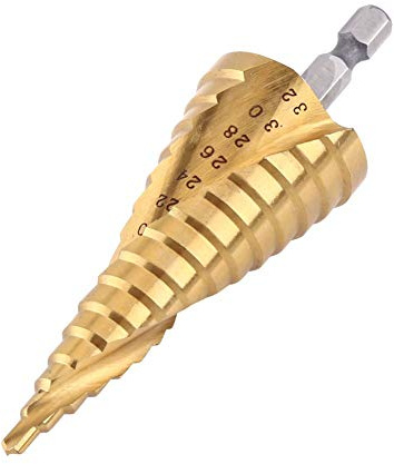 Punte Coniche, HSS Titanium, Misure 4-32 mm, Fresa Conica Trapano a Gradini Buco Cutter a Scalini per Eseguire Foro In Metallo Acciaio Ottone Legno Plastica Ferro