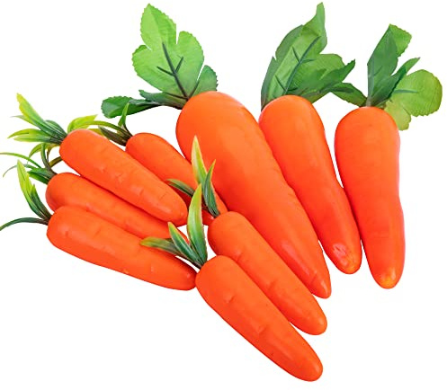 Wehhbtye 10PCS Easter Artificial Carrot-Simulation Multiple Size Spring Foam Carrots Vegetables,Fall Harvest Thanksgiving Plastic Carrot for Home Kitchen Party DIY Decor(8.5inch+7.5inch+5.1inch Set)
