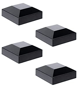 Aluminium Fence Post Caps for True 2 x 2 Fence Posts, Aluminum, Metal,Wood,Mailbox Posts, Pyramid Post Cap Cover Pressure Fit- Black (4Pack)