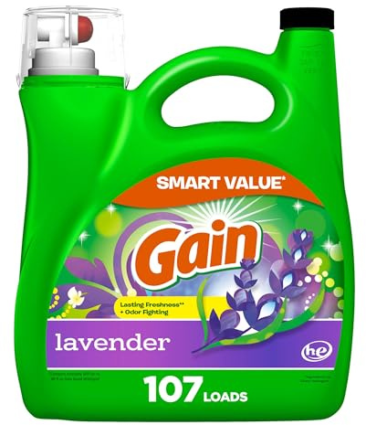 Gain Liquid Laundry Detergent, Lavender Scent, 154 fl oz, 107 loads, HE compatible, Laundry Detergent Liquid Soap