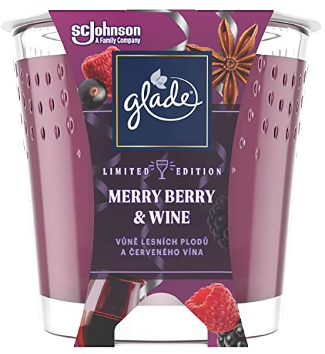 Glade Candle Duftkerze Merry Berry & Wein, mit Weinduft und Beeren, 129g