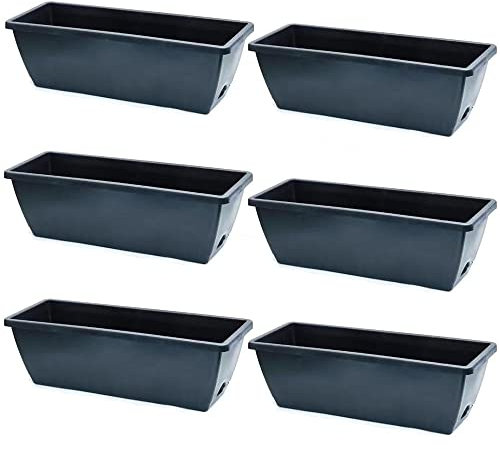 Kunststoff Pflanztöpfe Groß Pflanztrog Outdoor Pflanzkasten Rechteckig Anthrazit Blumenkasten Balkon,Pflanzkasten mit Wasserspeicher für draußen, Fensterbank,Terrasse,Garten,Veranda ( Color : Dunkelgr