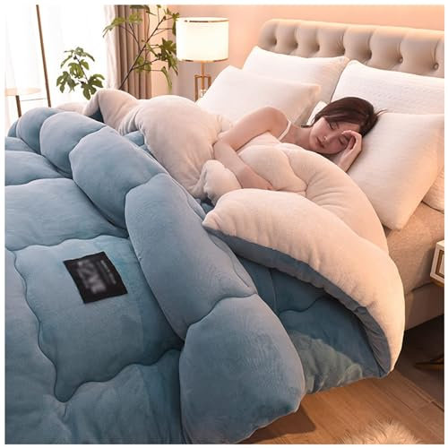 ZMIN Kuscheldecke Mit Super-Chaude-En-Aline-D'agneau-Double-Face-Bettdecke Und Kuscheldecke – Couette-En-Couleur-Unie-Couch Und Waschbar in Der Maschine,B,150x200cm(3kg)