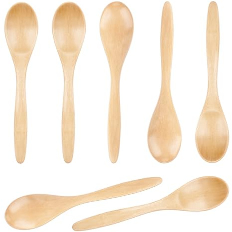 7 Stück Kleine Holzlöffel, 14,5cm Glatt Holzlöffel zum Essen Honiglöffel Teelöffel aus Holz Servierholzlöffel für Den Täglichen Gebrauch Kaffee Kochen Rühren