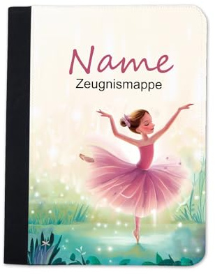 Maus-Design Zeugnismappe personalisiert Ballerina mit Name | Klarsichthüllen A4+, Urkundenmappe, Dokumentenmappe