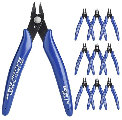 Vegena Seitenschneider: 10 Stück Hochwertiger Mini-Kabelschneider, Präzisions-Drahtschneider, für Modellbau und Schmuckherstellung (Blau)