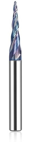 SpeTool TAC Coated Tapered Ball Nose End Mill 1/4 Shank 1/32 Cutting Radius, CNC Router Bit for 3D Carving Engraving
