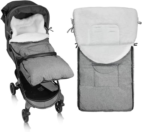Vicloon Saco Silla Paseo Universal, Saco Invierno Silla Paseo, Resistente al Viento y al Frío/Desmontable/Fácil de Limpiar, Esenciales para Viajar con El Bebé, para Muchos Cochecitos, Gris