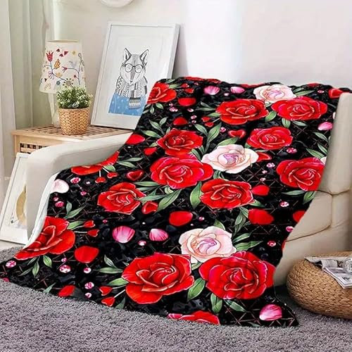 YZQGLHP Kuscheldecke 150x200 Rosen Kuscheldecken Falten Beständig Weich Flanell Flauschige Decke für Fernsehen, Auf Dem Sofa/Bett Faulenzen