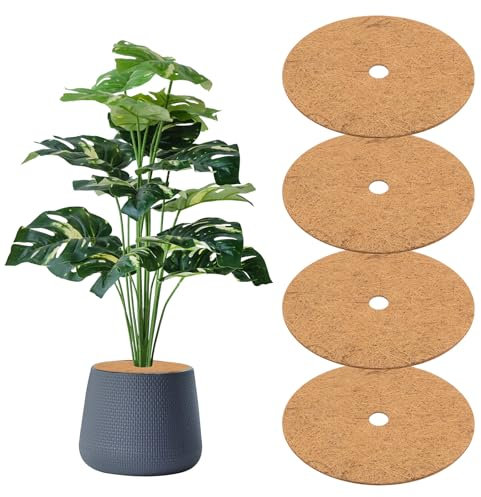 M METERXITY 4er-Pack Kokosfasern Mulch Ring Baum Schutzmatte, 30cm Baumring Mulchmatte für Innen- und Außenpflanzen/Gartenarbeit/Baumschutzring Pflanzentopf Bodenabdeckung [Kokosnussbraun]