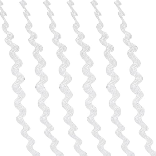 50 m 5 mm dünne Wellenborte zum Nähen, Wellenbiegen, Fransenbordüre, gebogen, geflochtener Stoff, Kleidung, gewebte Bordüre, einfarbig, Bekleidungsbordüre, dekoratives Band für Heimhandwerk, Weiß