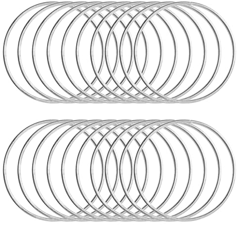 KALIONE Metallringe zum Basteln 20 Stück 5cm Silber Metallringe Metall Ringe Deko für Traumfänger Ring, Makramee Ring, Wickeltechnik, Floristik,Hochzeitskranz,Hoops