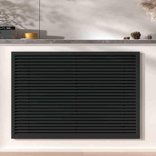 DIHRVTHC Radiator Cover Cabinet With Shielding Storage Design, Modern Louvered Grill Shelf, Vertical Slats Storage Organizer for Living Room Bedroom Bathroom (Black, 60CM)