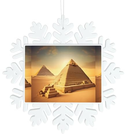 Piramide egiziana nel deserto, decorazione natalizia da appendere alla finestra, per feste di compleanno, decorazione natalizia con fiocco di neve, 14 cm