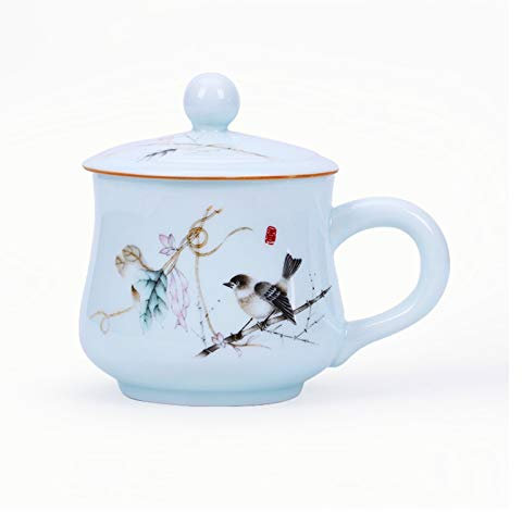 DDKYHU Tazas Taza de café Grande con asa 15.8oz Taza de café Gigante de cerámica Taza de café Grande, Taza de cerámica con Tapa para café, té, 6 Opciones Taza de café (B)