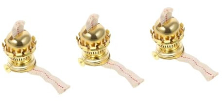 Cabilock Petroleumlampe Ersatzbrenner 3 Sets Glas Öllampen Zubehör Kerzendochthalter Öllampen Ersatz Öllicht Rack Kerosin Öllampen Teile Lichtdochte Ersatzlampe Dochthalter Aluminiumlegierung Golden