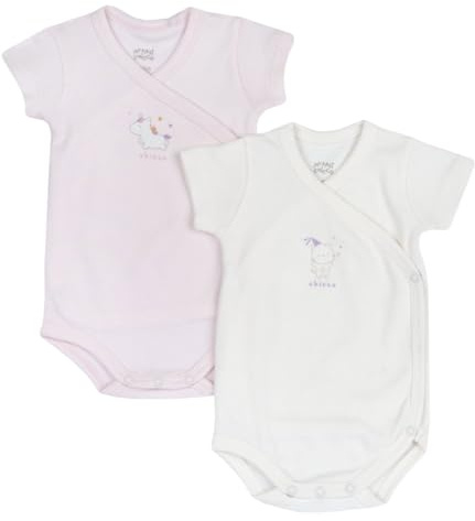 Chicco Unisex barn kortärmad bodysuit set, Ljusrosa, 9 mesi