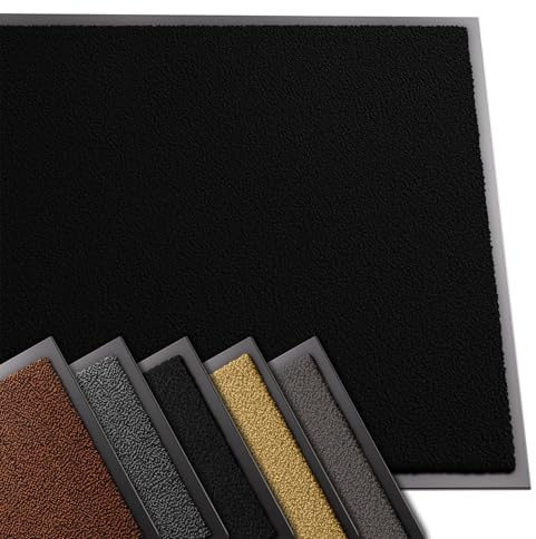 VOUNOT Hochwertige Fußmatte Innen und Außen, Schmutzfangmatte rutschfest,waschbar & wetterfest, Fussmatte für Eingangsbereich & Aussenbereich, Läufer Flur dünn 90x120cm, Schwarz