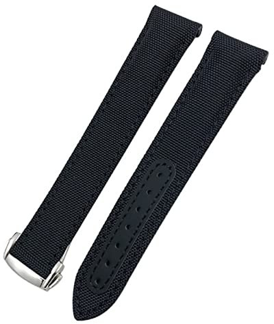 BUDAY 20 mm Canvas-Lederarmband für Omega Seamaster 300 Speedmaster AT150 Planet Ocean, Nylon-Uhrenarmband, 20 mm, Achat