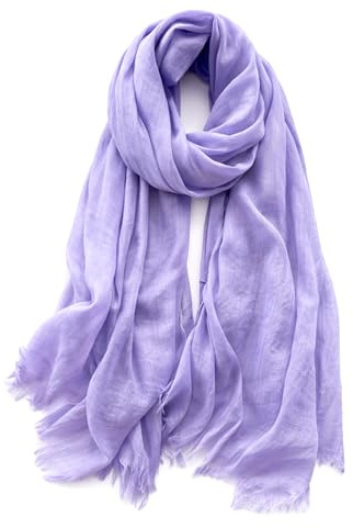 KARMA.DIEM Premium Sommerschal Damen – Seidig Weicher Schal 100% Polyester mit Soft Satin Finish – 180x65 cm – Leicht, Schimmernd & Elegant – Luxuriöses Halstuch für Frühling & Sommer - Lilac #10