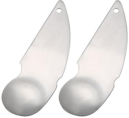 OFFSCH Cuchara Pelador De Kiwi y Aguacate Acero Inoxidable, Herramienta Multifuncional 2 1, Tamaño Compacto, Utensilio De Cocina Práctico Para Pelar y Cortar Frutas, Set De 2 Piezas
