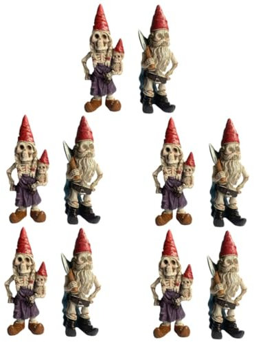 BESPORTBLE 5sets Halloween Skeleton Dwarf Ornaments Outdoor Couple Garden Gnome Halloween Decorations Aquarium Halloween Garden Gnome Skulls Zombie Skeleton Gnome Statue Dwarf Figurine 2pcs*5