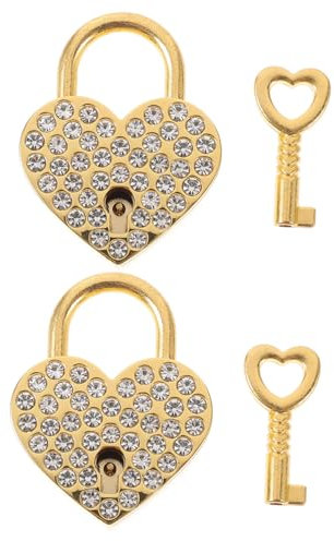 Cadenas de Cœur Doré en Alliage avec Clés, Lot de 2