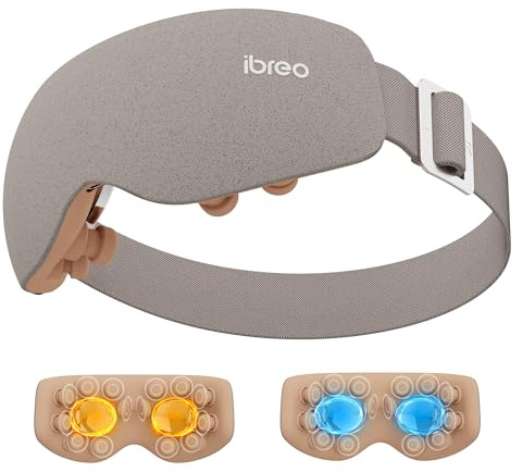 Eye Massager with 2 Level Heat & Cool, 150 Mins Uses, 3 Modes & 14 Vibration Heads, Mother’s Day Gift for Mom, Heated Eye Mask with Bluetooth Music for Migraine, Eye Strain, Puffiness and Dry Eyes