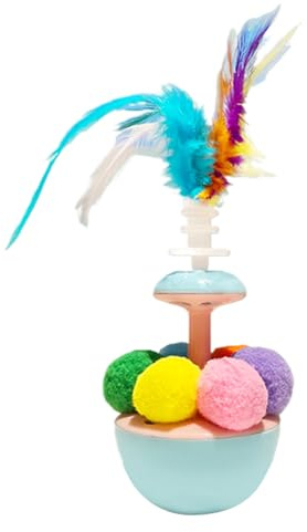 Poupangke Federball für Katzen, Katzenballfederspielzeug | Balance Ball des Kätzchens | Kitten Interactive Auto-Play Enrichment Ennuid Bored Relief Spielzeug für Katzen