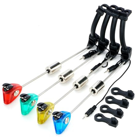Hirisi Tackle 4 x Karpfen-Fishing for Swinger aus Edelstahl – Bissanzeiger mit verstellbarem Gewicht für Angelalarm