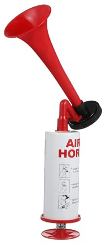 MOTHNUR Hand-Pump Air Horn Aus Kunststoff Und Metall Laute Tröte in Rot Handliches Sport-anfeuerungshorn Für Fußball Party-Events Robust Einfach Zu Bedienen Tragbar Lauter Sound