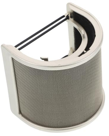 Popfilter U-förmiger Mikrofon Windschutz für Aufnahmen Gold | Netzgewebe mit Baumwolle, Kunststoff Ausführung, Leicht Handhabbar, für Karaoke und Studio Recording