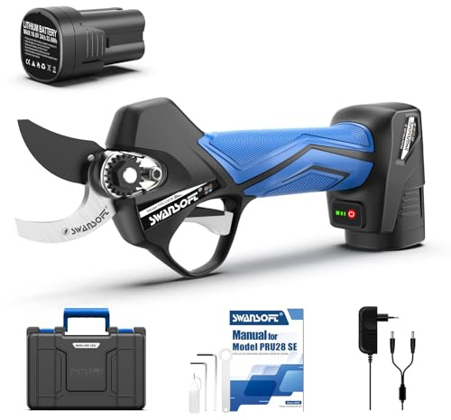 SWANSOFT PRU28 SE Secateur Electrique Sans Fil, 28mm 16,8V 850W | Professionnel pour pommiers, rosiers Taille de Vigne
