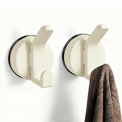 Drenky Gancio Ventosa Doppio, 2 Pezzi Ventose Con Gancio Super Resistenti Appendi Accappatoio Bagno Riutilizzabile Ganci Asciugamani Per Porte Doccia In Vetro, Piastrelle, Bianco