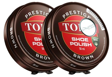 GETINSTYLE SHOP 2x 50ml Instant Shoe Polish Paste, Brown